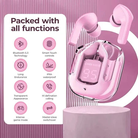 Ultrapods Max TWS Wireless Earbuds – ANC, Bluetooth 5.3, 24H Playtime, Gaming Mode, Built-in HD Mic (Black, White, Blue, Pink, Green)