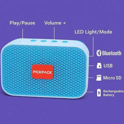 PickPack BT-1103 Upgraded Wireless Bluetooth Speaker with Disco LED, FM Radio, USB & TF Card Support (Green)