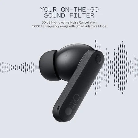 CMF by Nothing Wireless Earbuds with 50 dB Active Noise Cancellation, Hi-Res + LDAC Audio, Smart Dial, Dual Drivers, In-Ear (Dark Grey, Orange, Light Grey)