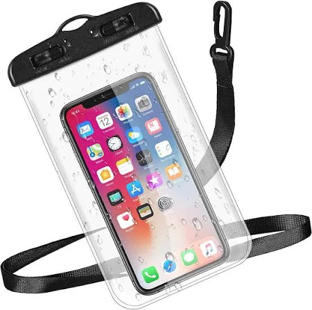 TPU Universal Waterproof Pouch with HD Clarity, Floating Design, Triple-Layer Lock & Hands-Free Lanyard – Perfect for Swimming, Boating, Pool, Beach (Black)