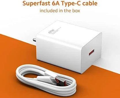 Mi Xiaomi 67W Fast Charger Combo with Qualcomm Quick Charge 3.0 + USB-C 6A Fast Charging Cable – Compatible with Mobile, Laptop & Power Bank (White)