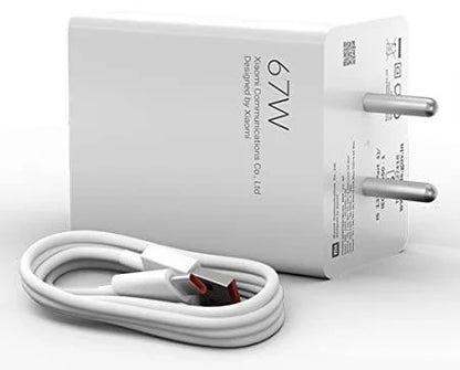 Mi Xiaomi 67W Fast Charger Combo with Qualcomm Quick Charge 3.0 + USB-C 6A Fast Charging Cable – Compatible with Mobile, Laptop & Power Bank (White)