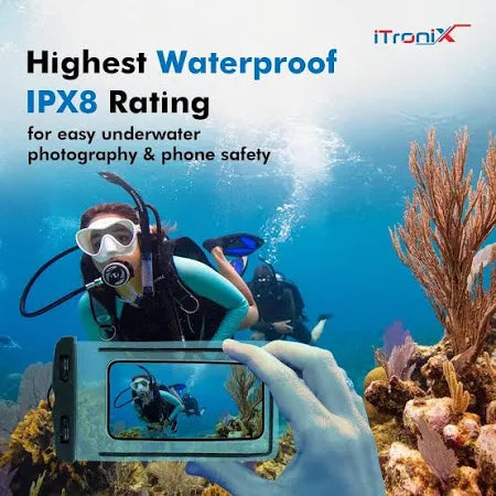 TPU Universal Waterproof Pouch with HD Clarity, Floating Design, Triple-Layer Lock & Hands-Free Lanyard – Perfect for Swimming, Boating, Pool, Beach (Black)