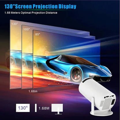 Mini Projector HY300 PRO – Portable 4K/1080P Video Projector with Dual-Band WiFi6 5G, Bluetooth 5.2, Android 11, 180° Rotatable, Auto Keystone, 35"-130" Screen (White)