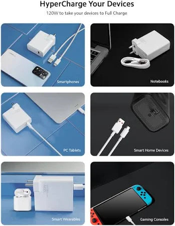 Xiaomi 120W HyperCharge Adapter Combo with USB-C Cable (White)