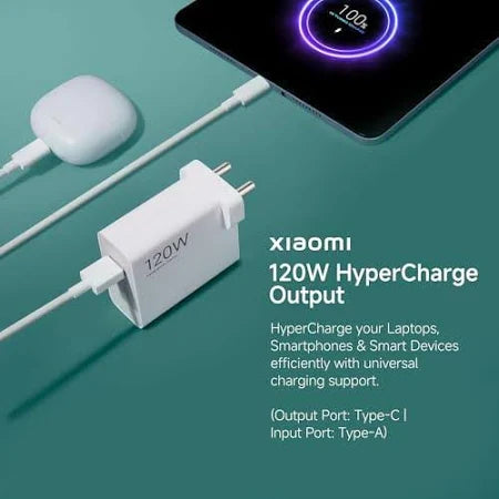 Xiaomi 120W HyperCharge Adapter Combo with USB-C Cable (White)