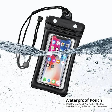 TPU Universal Waterproof Pouch with HD Clarity, Floating Design, Triple-Layer Lock & Hands-Free Lanyard – Perfect for Swimming, Boating, Pool, Beach (Black)
