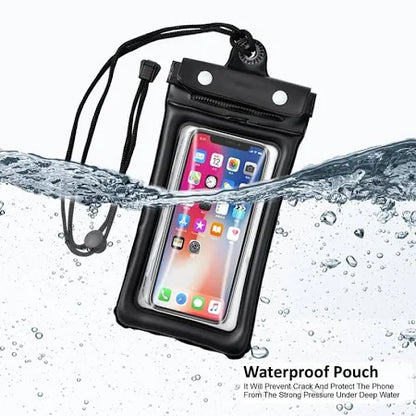 TPU Universal Waterproof Pouch with HD Clarity, Floating Design, Triple-Layer Lock & Hands-Free Lanyard – Perfect for Swimming, Boating, Pool, Beach (Black)