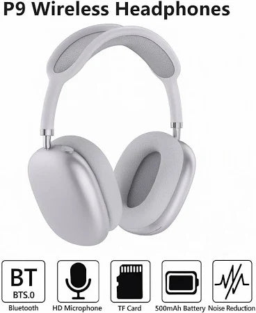 P9 Wireless Bluetooth Over-Ear Headphones – High-Quality Sound & Comfortable Fit (White)