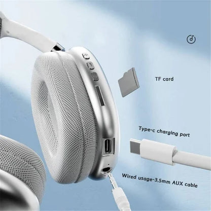 P9 Wireless Bluetooth Over-Ear Headphones – High-Quality Sound & Comfortable Fit (White)