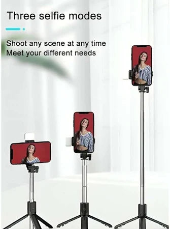 R1s 3-in-1 Professional Selfie Stick & Portable Tripod Stand for Mobile Phones – Perfect for Vlogging, Travel and YouTube – Compatible with All Smartphones (70 cm, Black)