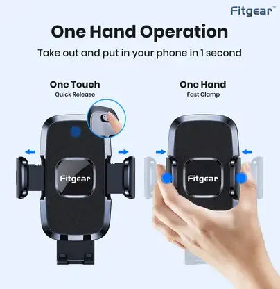 Fitgear FG‑15 2‑in‑1 360° Rotatable Car Phone Holder, Air Vent, Dashboard & Windshield Mount, Universal Mobile Cradle (Black)